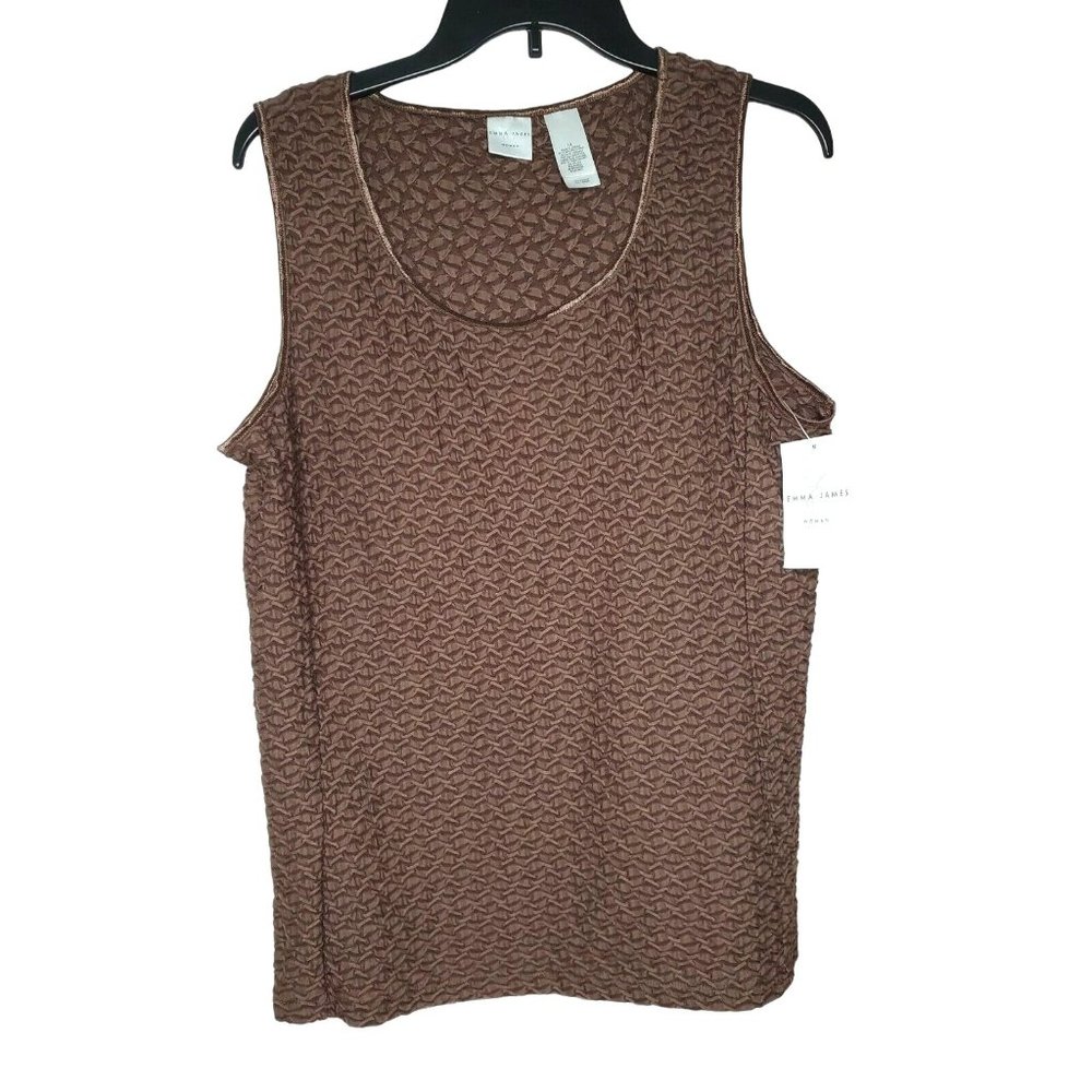 Emma James 1X Brown Sleeveless Textured Camisole - Stylish and Comfortable